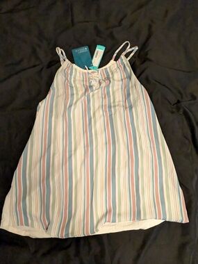 Girls Striped Spaghetti Strap Tank Top - Pastel Stripe